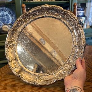 Ornate Silver-Tone Decorative Serving Platter